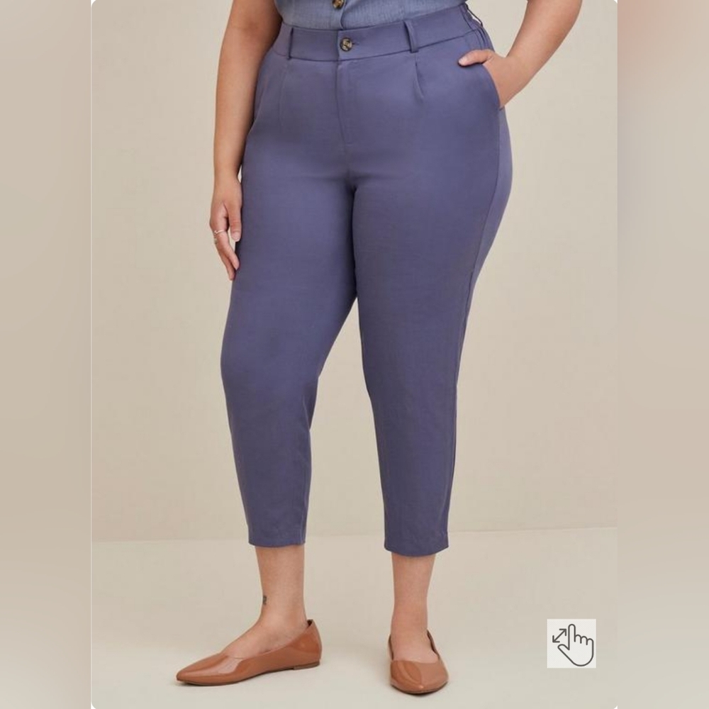 Slim Taper Stretch Linen Blend Mid-Rise Pant